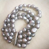 Gray Baroque Pearl Bracelet 10mm Freshwater Pearl