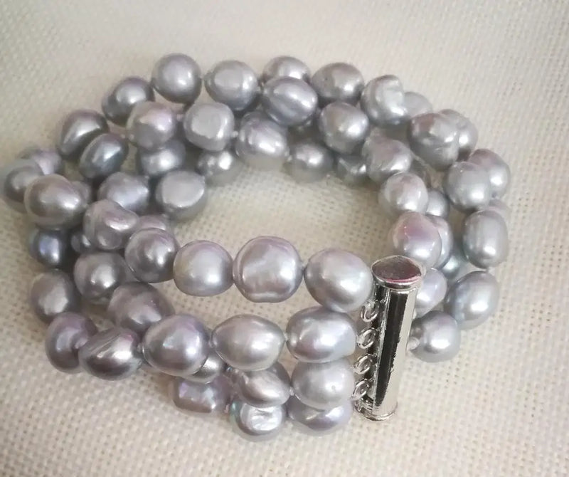 Gray Baroque Pearl Bracelet 10mm Freshwater Pearl