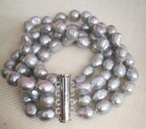 Gray Baroque Pearl Bracelet 10mm Freshwater Pearl