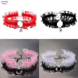 Adjustable Lace Choker with Bell Gothic Collar for Women Girls Cosplay