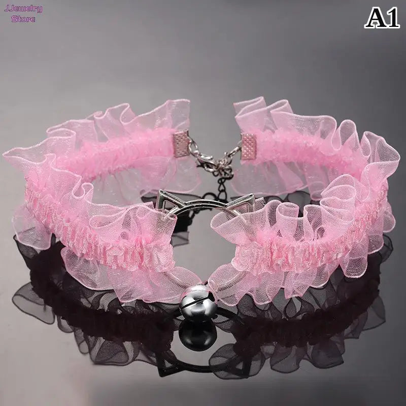 Adjustable Lace Choker with Bell Gothic Collar for Women Girls Cosplay