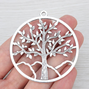 4 Hollow Open Large Round Tree Charms Pendants 57x57mm