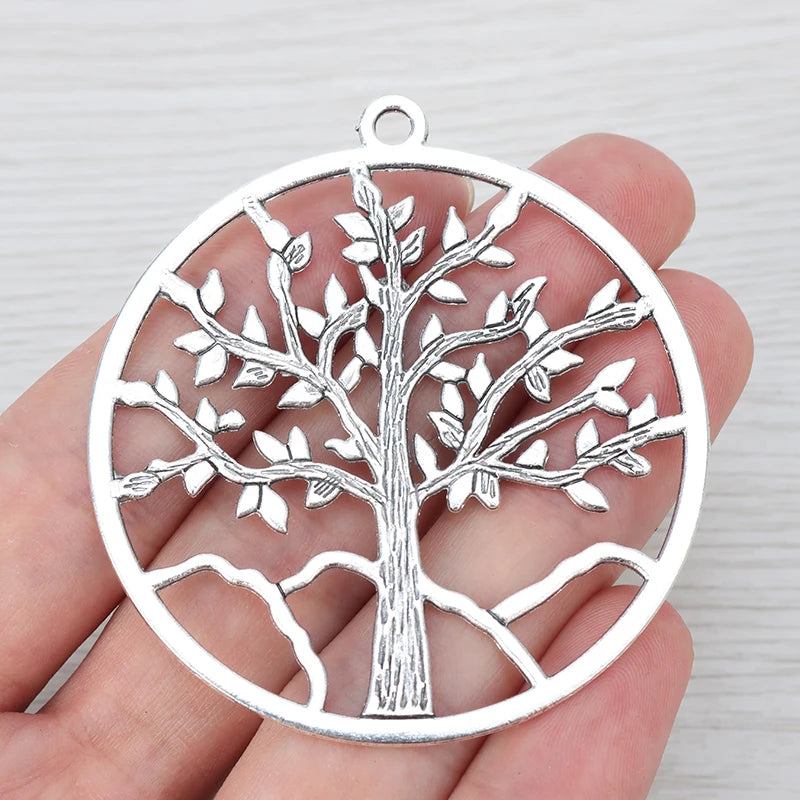4 Hollow Open Large Round Tree Charms Pendants 57x57mm