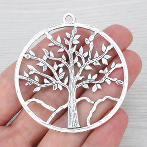 4 Hollow Open Large Round Tree Charms Pendants 57x57mm