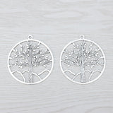 4 Hollow Open Large Round Tree Charms Pendants 57x57mm
