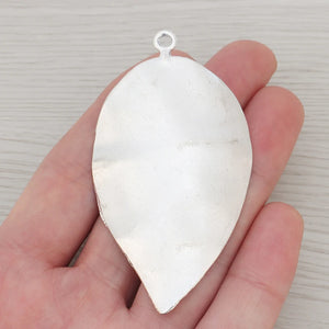 4 Pcs Tibetan Silver Leaf Charms Pendants 73x40mm