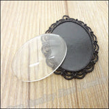 30 Pcs Oval Clear Glass Cabochons for Necklace & Earring Making