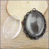 30 Pcs Oval Clear Glass Cabochons for Necklace & Earring Making