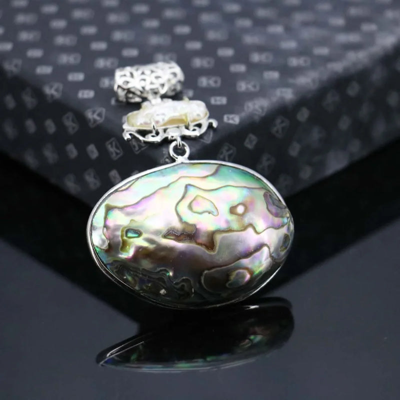 Abalone Seashells Pendant 40*53mm Stripe Freshwater Pearl Crafts Jewelry Making