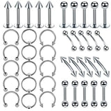 40/60PC Stainless Steel Piercing Set Body Jewelry Gift