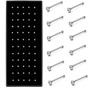 40-Piece Stainless Steel Nose Stud Set Crystal Nose Piercing Hoop Bulk