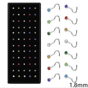 40/60pcs Stainless Steel Crystal Nose Ring Set Women Surgical Steel Nose Piercin