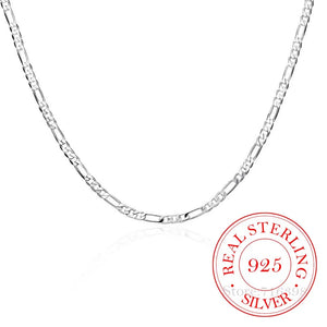925 Stamp Silver 4mm Chain Necklace for Women Girl Boy Kids Jewelry