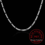 925 Stamp Silver 4mm Chain Necklace for Women Girl Boy Kids Jewelry