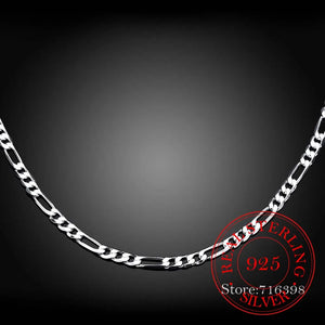 925 Stamp Silver 4mm Chain Necklace for Women Girl Boy Kids Jewelry