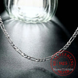 925 Stamp Silver 4mm Chain Necklace for Women Girl Boy Kids Jewelry