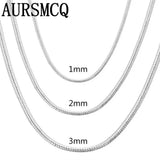 925 Sterling Silver 1MM/2MM/3MM Snake Chain Necklace for Men Women