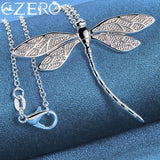 925 Sterling Silver Big Dragonfly Pendant Necklace For Women Man
