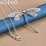 925 Sterling Silver Big Dragonfly Pendant Necklace For Women Man