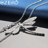 925 Sterling Silver Big Dragonfly Pendant Necklace For Women Man