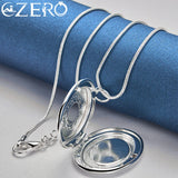 925 Sterling Silver Oval Photo Frame Pendant Necklace