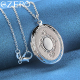 925 Sterling Silver Oval Photo Frame Pendant Necklace