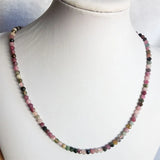 40+7cm Faceted Brazil Tourmaline Necklace Women Candy Natural Stone Jewelry