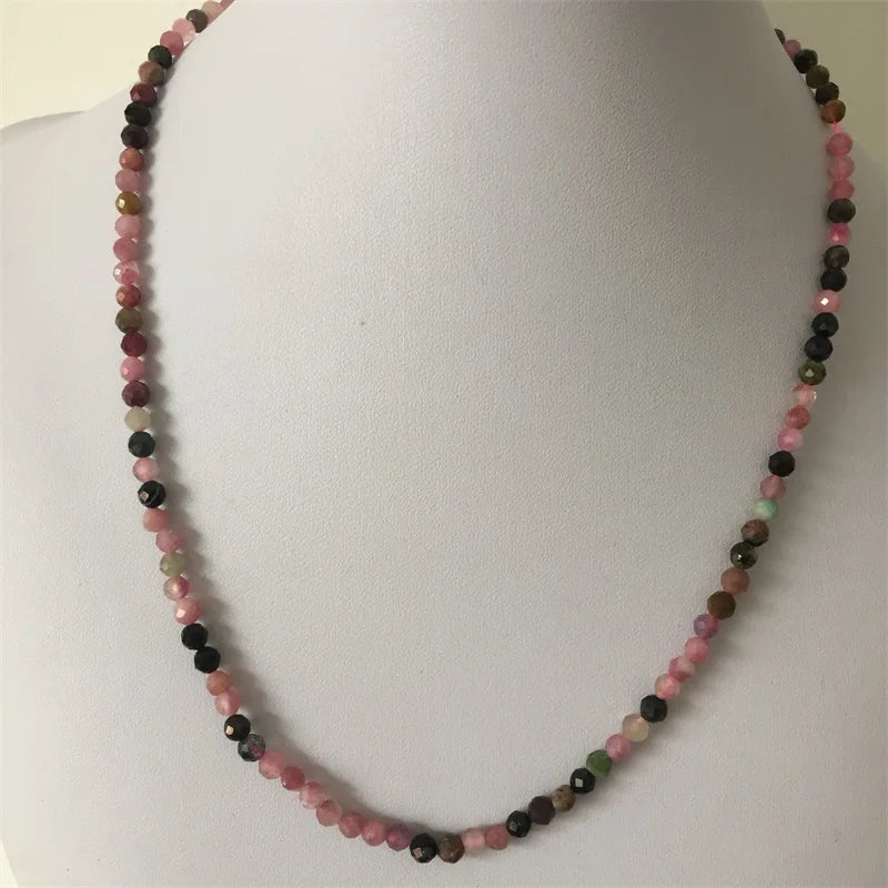 40+7cm Faceted Brazil Tourmaline Necklace Women Candy Natural Stone Jewelry
