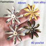 40 Big Bead Caps 48mm Gold/Silver/Steel/Bronze, 8 Petal Flower Bead Caps
