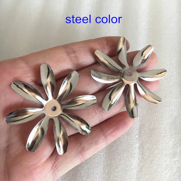 40 Big Bead Caps 48mm Gold/Silver/Steel/Bronze, 8 Petal Flower Bead Caps