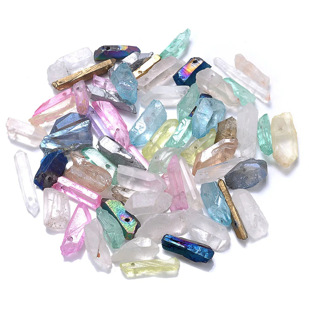 40 Colors Natural Quartz Stick Beads Top Drilled Gradient Raw Loose Point Bead