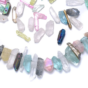 40 Colors Natural Quartz Stick Beads Top Drilled Gradient Raw Loose Point Bead