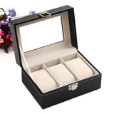 HOT Faux Leather 3 Slots Watches Bracelet Display Holder Storage Box
