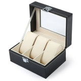 HOT Faux Leather 3 Slots Watches Bracelet Display Holder Storage Box