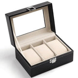 HOT Faux Leather 3 Slots Watches Bracelet Display Holder Storage Box