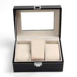 HOT Faux Leather 3 Slots Watches Bracelet Display Holder Storage Box