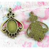 40 PCS Antique Bronze Plated Base Setting Charms Vintage Pendant