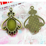 40 PCS Antique Bronze Plated Base Setting Charms Vintage Pendant