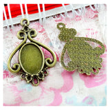 40 PCS Antique Bronze Plated Base Setting Charms Vintage Pendant