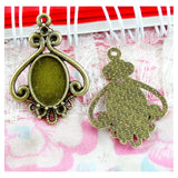 40 PCS Antique Bronze Plated Base Setting Charms Vintage Pendant