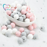 40 PCS Candy Pink Silicone Beads Baby Teether Toys Chewable BPA-Free