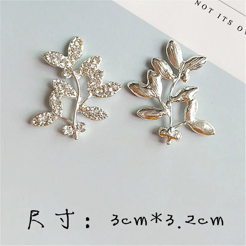 40 PCS Crystal Leaf Branch DIY Hair Accessories Material for Jewelry Making