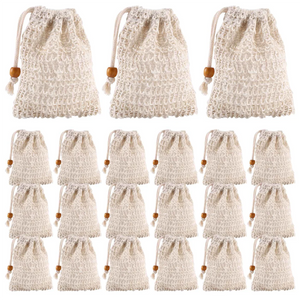 40 Pack Soap Exfoliating Bags, Sisal Mesh Soap Bag with Drawstring