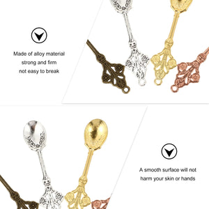 40 Pcs Charm Holder Necklace Spoon Pendant Vintage Charms