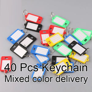 40 Pcs Plastic Luggage Tags Keychain Ring Label Numbered Key Chains