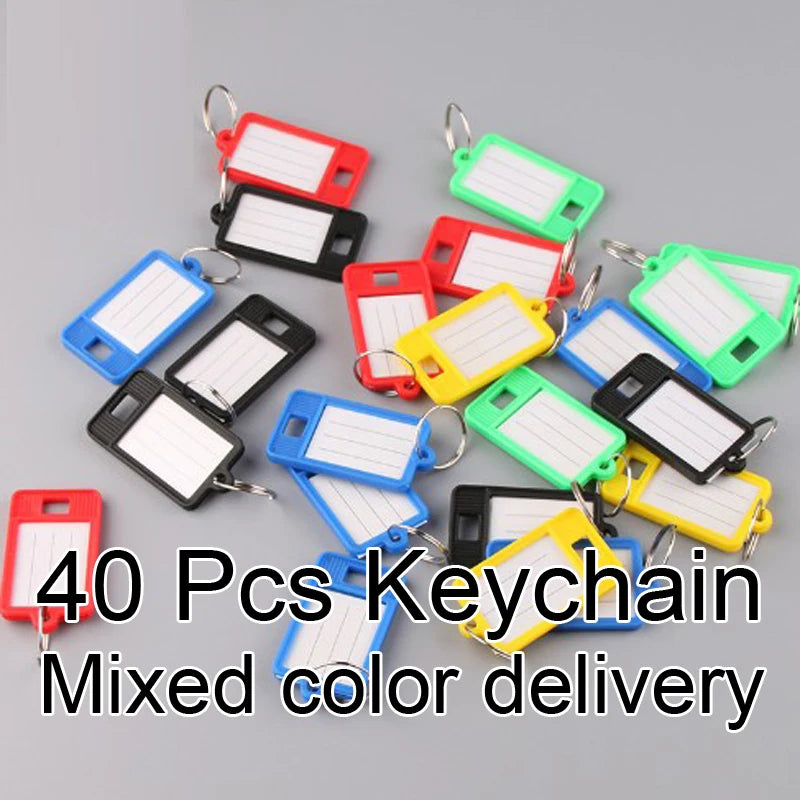 40 Pcs Plastic Luggage Tags Keychain Ring Label Numbered Key Chains