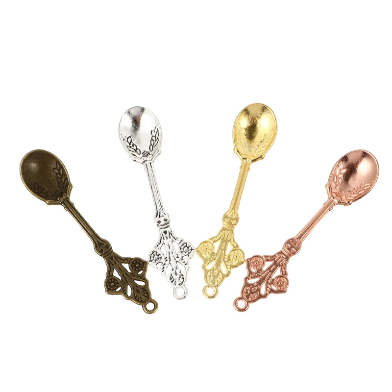 40 Pcs Metal Scoop Charm Vintage Spoons for Jewelry Making