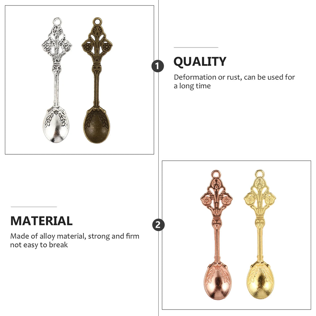 40 Pcs Metal Scoop Charm Vintage Spoons for Jewelry Making