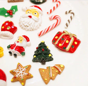 40 Pcs Mini Christmas Resin Accessories Gift Bag Filler Ornaments DIY Hairpin