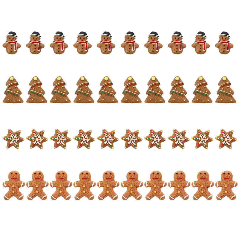 40 Pcs Mini Christmas Resin Accessories Gift Bag Filler Ornaments DIY Hairpin